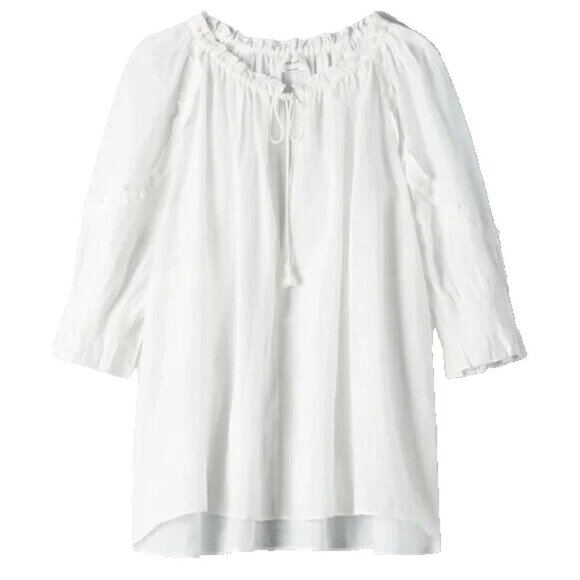 Wilfred Aritzia Women's Large White Reiki Blouse Peasant Shirt Half-Sleeve Top - Picture 6 of 6